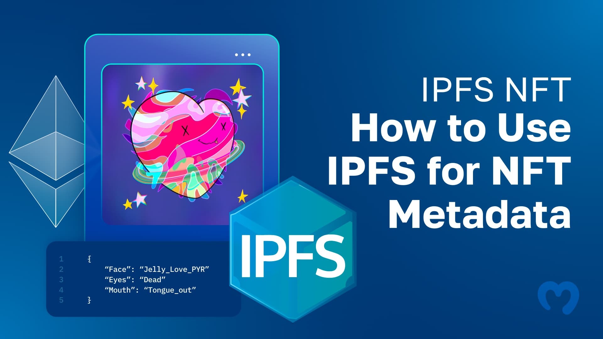 IPFS logo next to an NFT and the text IPFS NFT