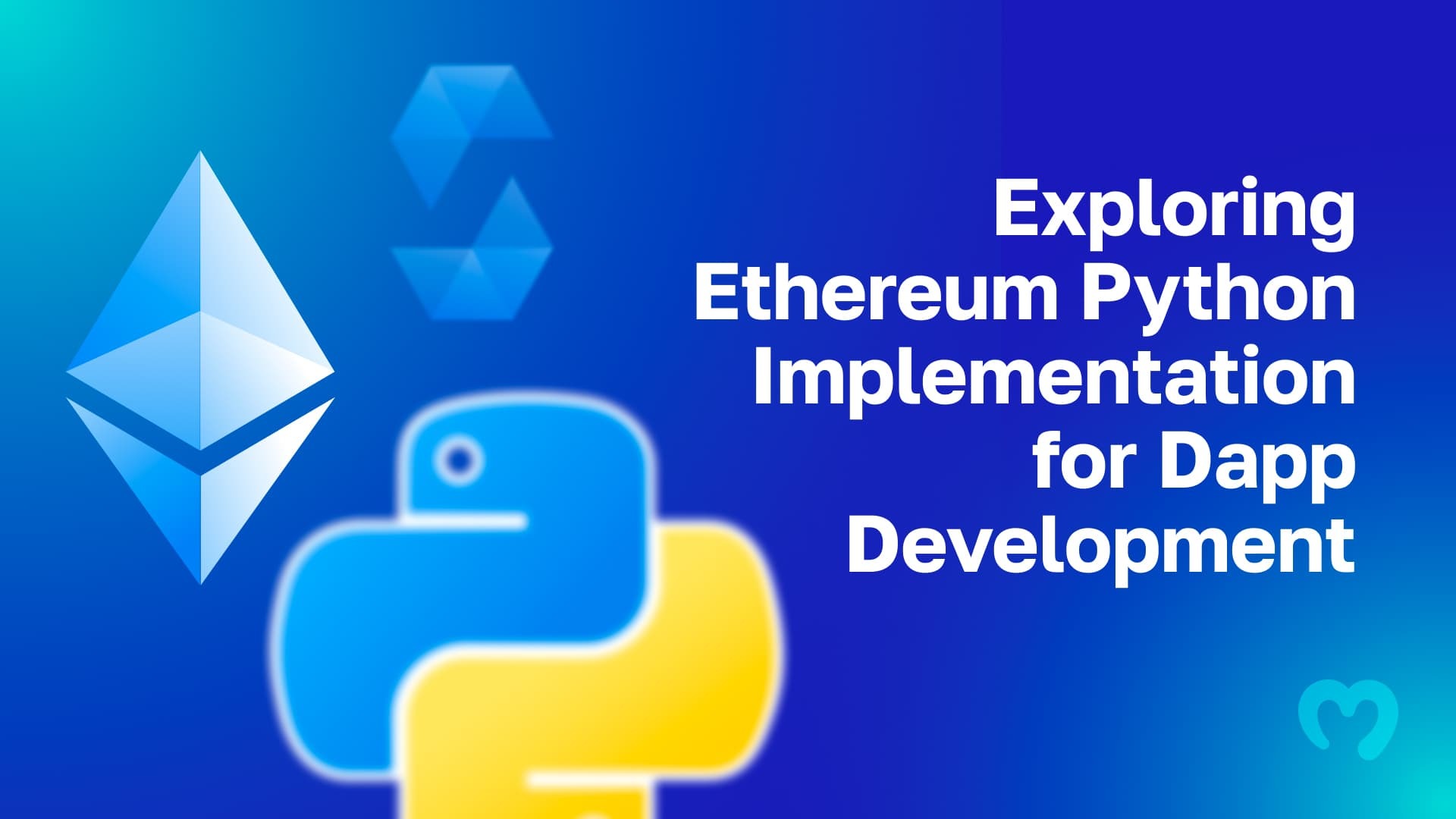 two python snakes and the ethereum logo combined next to a title stating ethereum python implementation