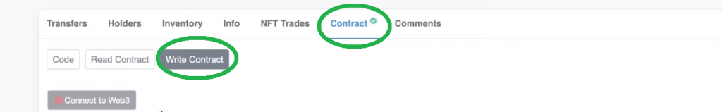 etherscan write web3 contract page