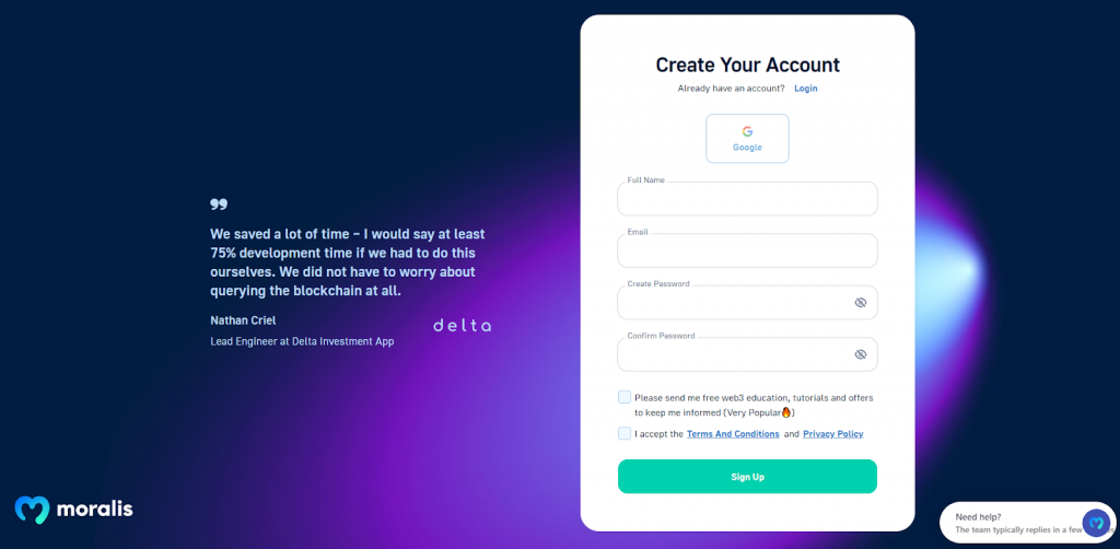 sign up landing page