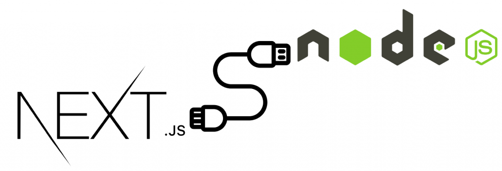 illustrative image showing nextjs and nodejs interconnected via a power cable