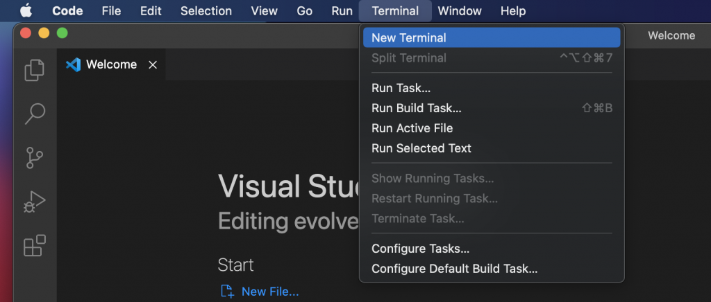 new terminal prompt in visual studio code