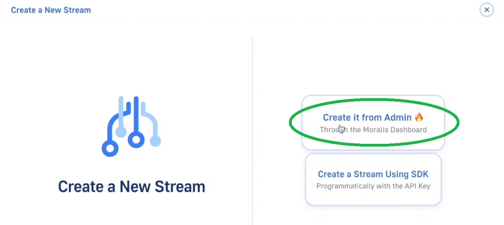 Create New Stream page - Monitor Ethereum Address from Admin button
