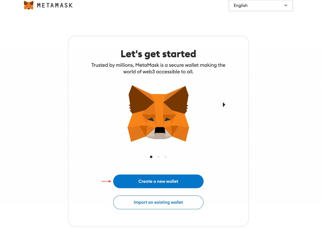 Get Started prompt in the MetaMask module
