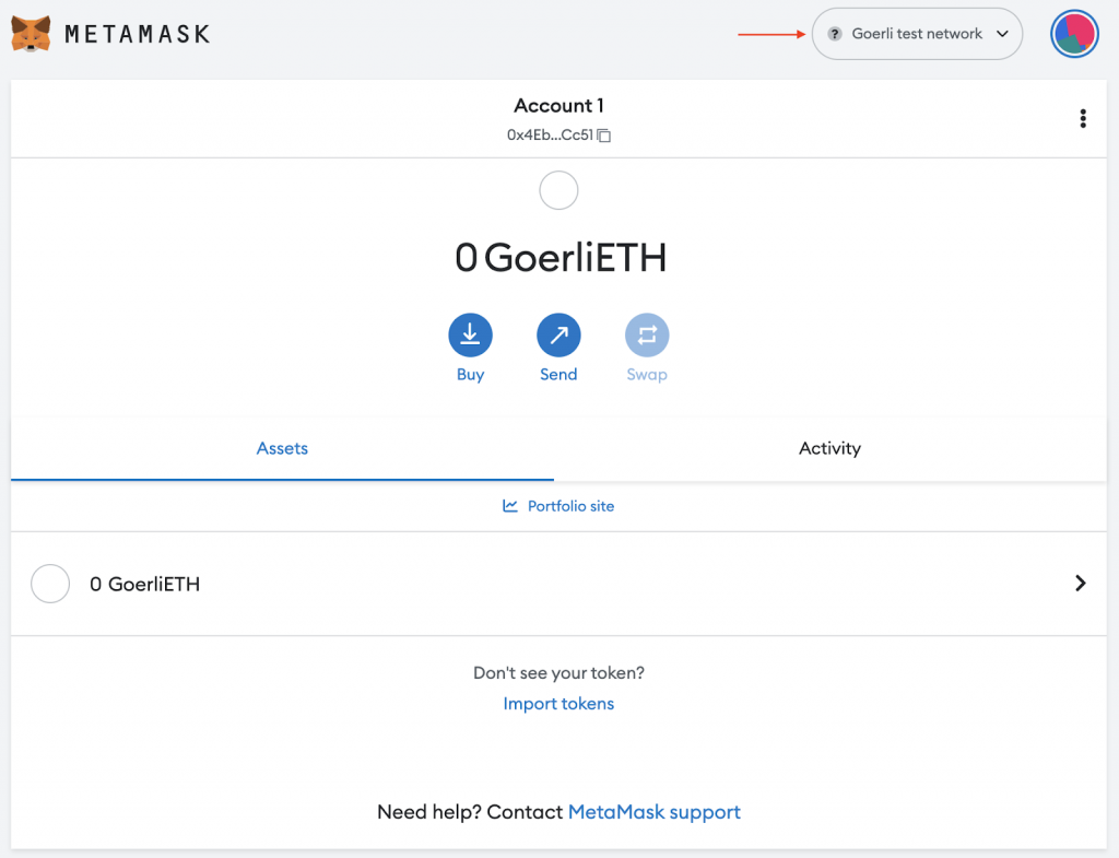 End result - test network now added to MetaMask