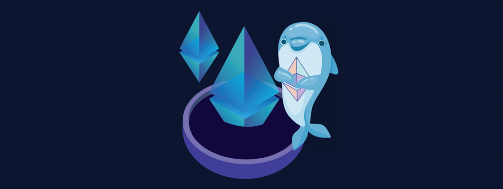 A dolphin holding the ETH logo acting as a Sepolia testnet mascot