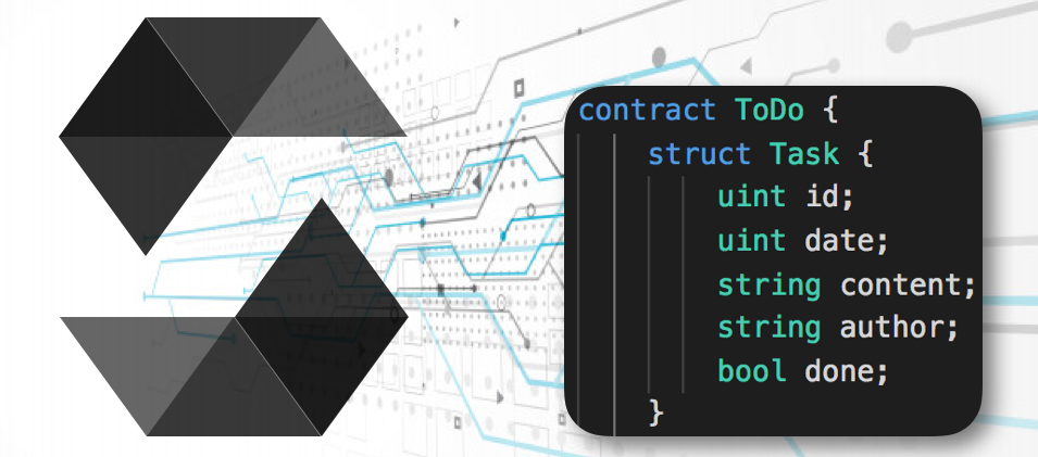 showing a smart contract programming code example from the Solidity language