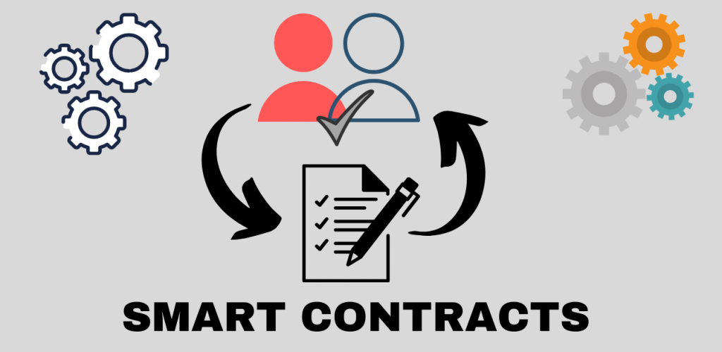 Illustrative image showing a smart contract being verified by a virtual user as the user interacts with the blockchain