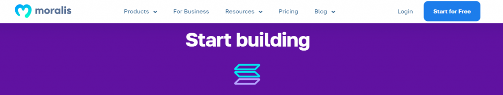 Moralis landing page stating: Solana Python API - Start Building