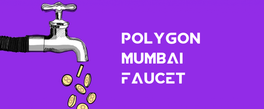 A physical spigot pouring out test MATIC tokens, acting as a Polygon Mumbai faucet