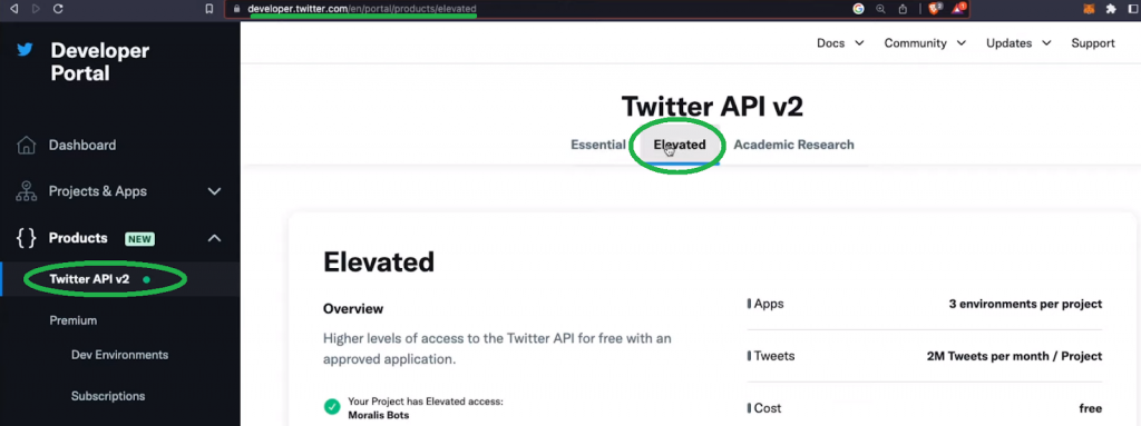 Twitter API landing page