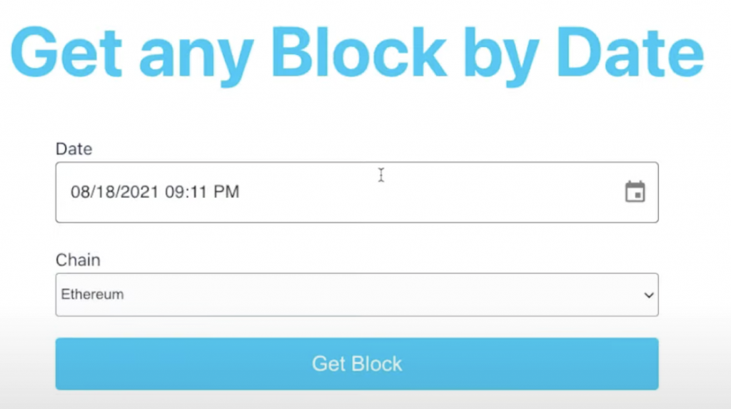 Web3 get block application landing page