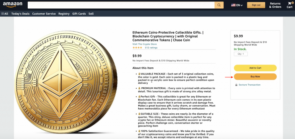 Amazon Web3 Buy Now Button