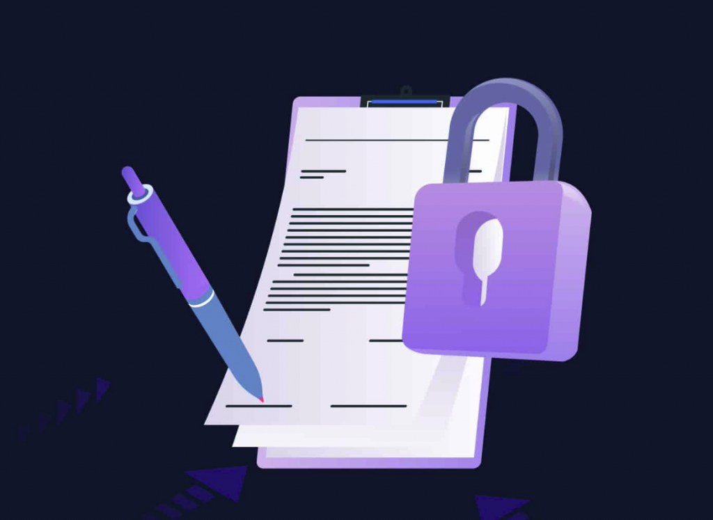 Padlock on top of a smart contract illustrating smart contract security
