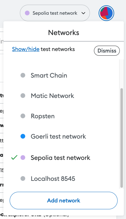 Sepolia Chain ID Added - Sepolia Testnet Selected