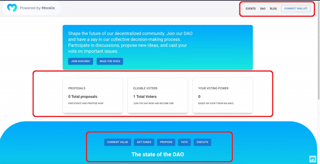 Demo Image Showcasing Our Built DAO Features