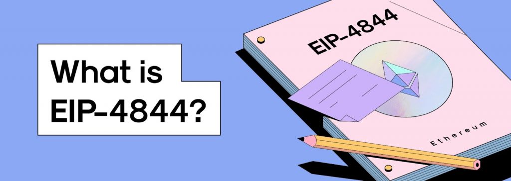 Art Illustration - a notebook with a title EIP-4884 and a questions asking what is EIP-4844