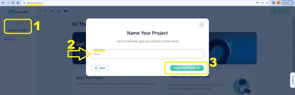 Creating a custom webhooks project using the Moralis UI