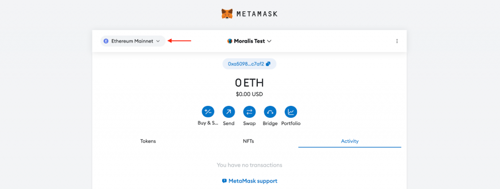 Network Button in MetaMask - Showing Sepolia Network Selection