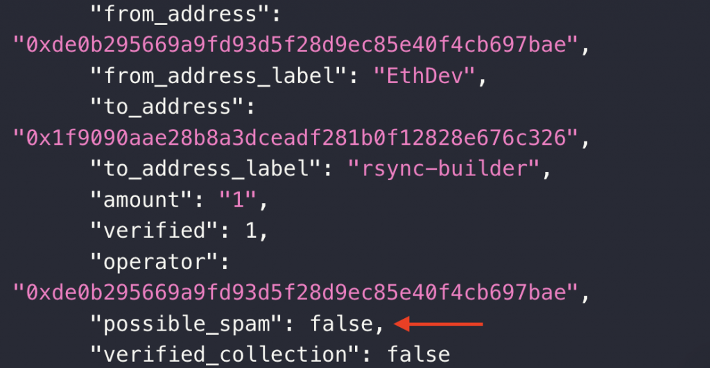 Possible_spam parameter for the NFT API