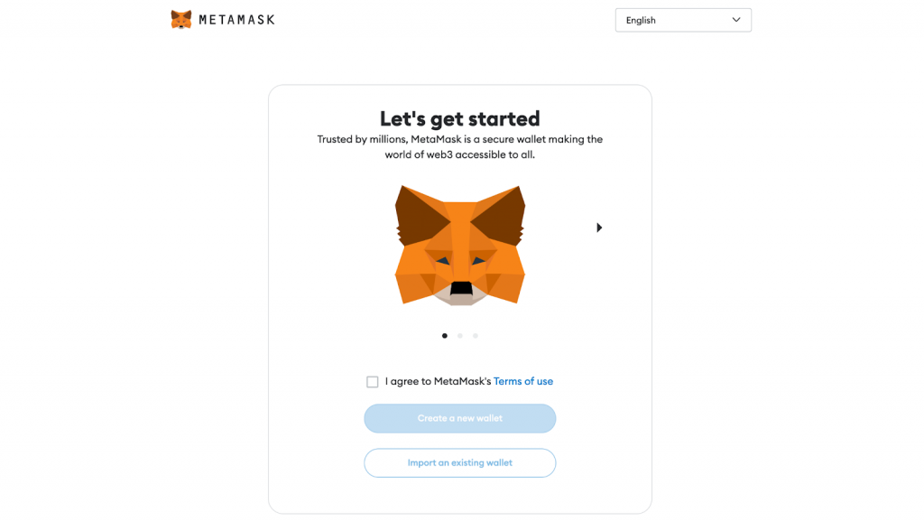 Clicking on Create a New Wallet via the MetaMask admin UI