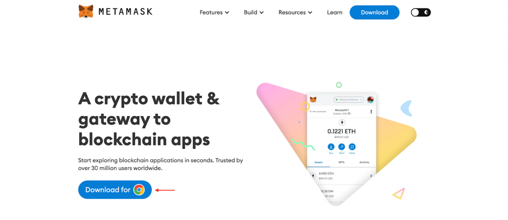 MetaMask official website to get crypto wallet