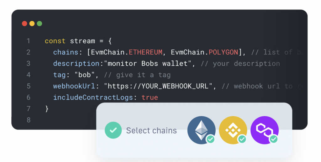 Showing how to configure streams using the cryptocurrency exchange API