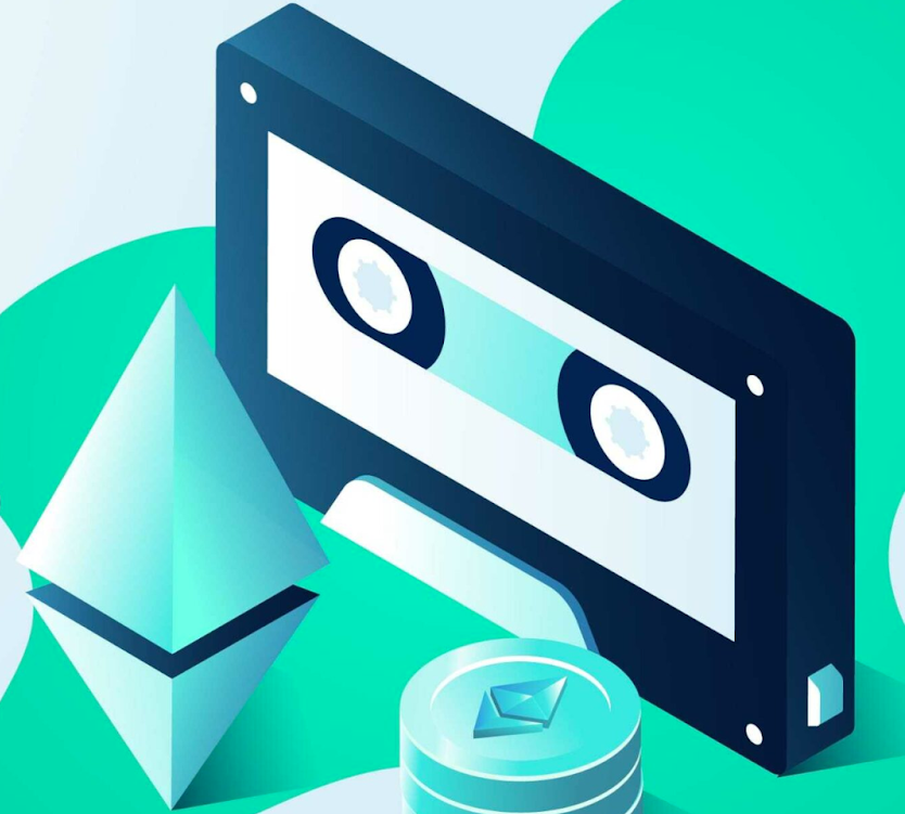 Smart Contract Examples - Illustrative image showing a cassette tape and how music industry can get disrupt with Smart Contracts