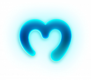 Moralis "M" logo in neon colors lit up