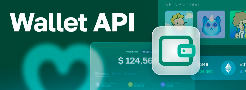 Wallet API brand in white color on green background