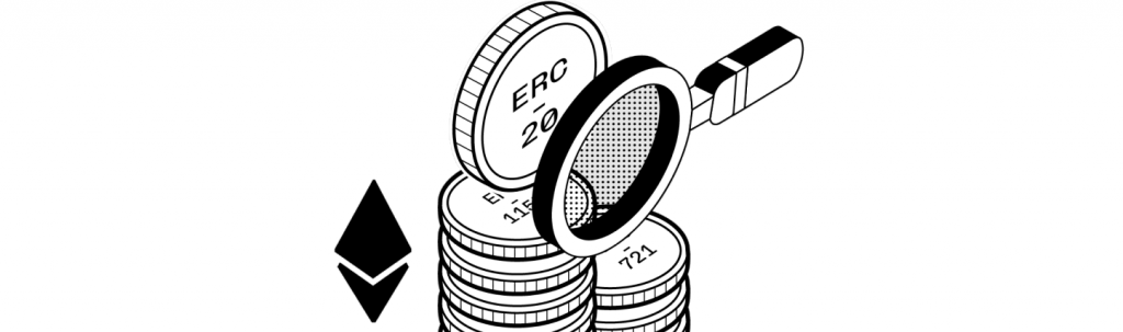 Magnifying glass inspecting balance of ERC20.