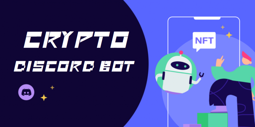 "Crypto Discord Bot" text beside a phone. 