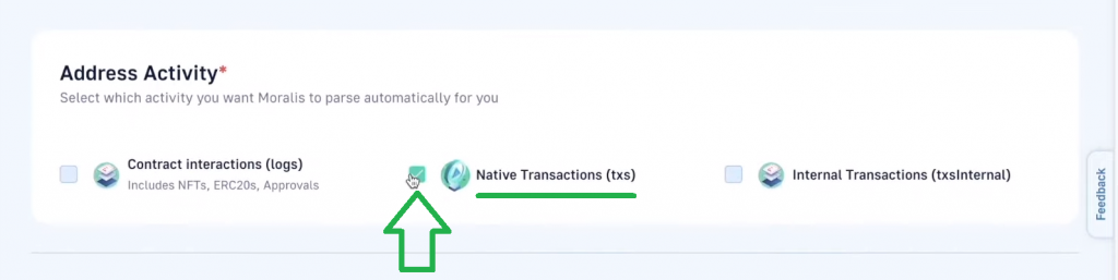 Checkmark for native transactions.