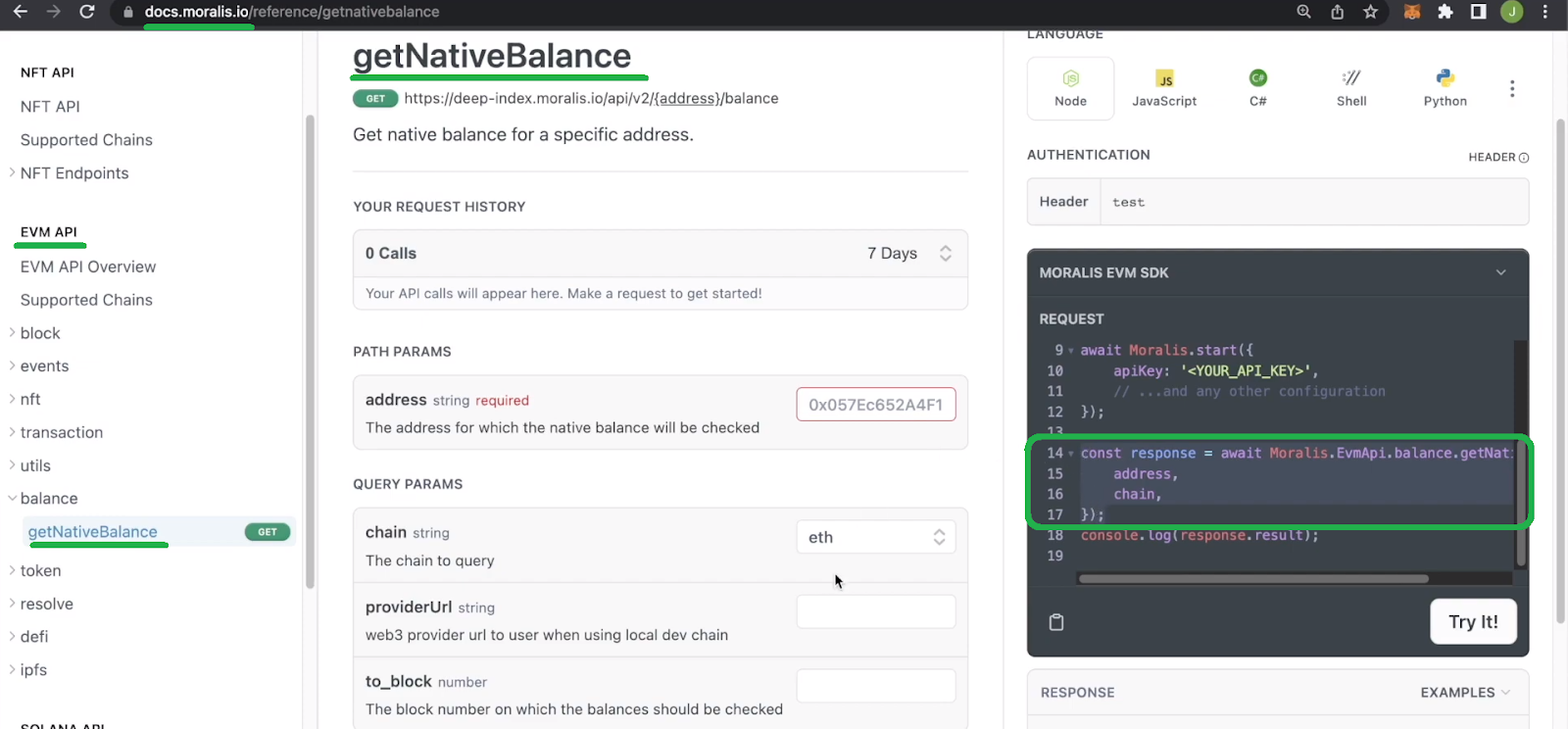 Docs page for getNativeBalance endpoint.