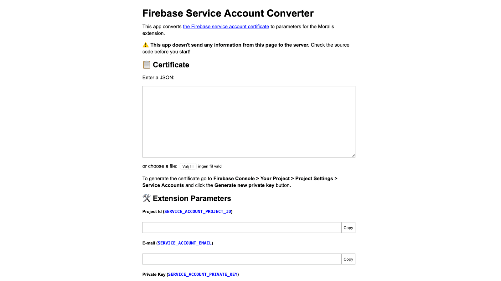 Firebase service account converter app.