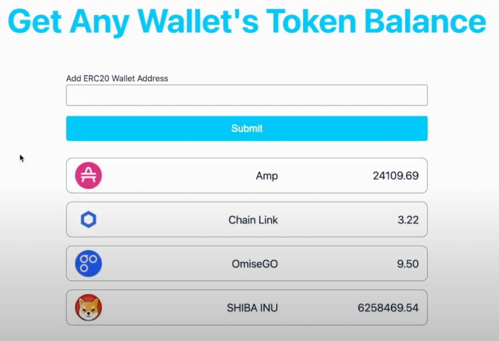 User page for an app to get all tokens owned by a wallet.