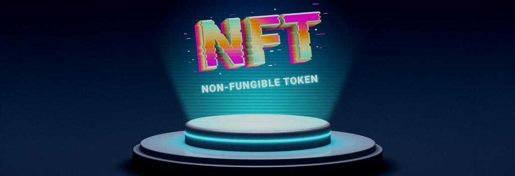 Hologram with text: "NFT".