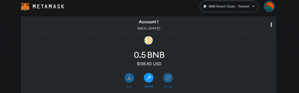 Tokens received from BNB faucet.