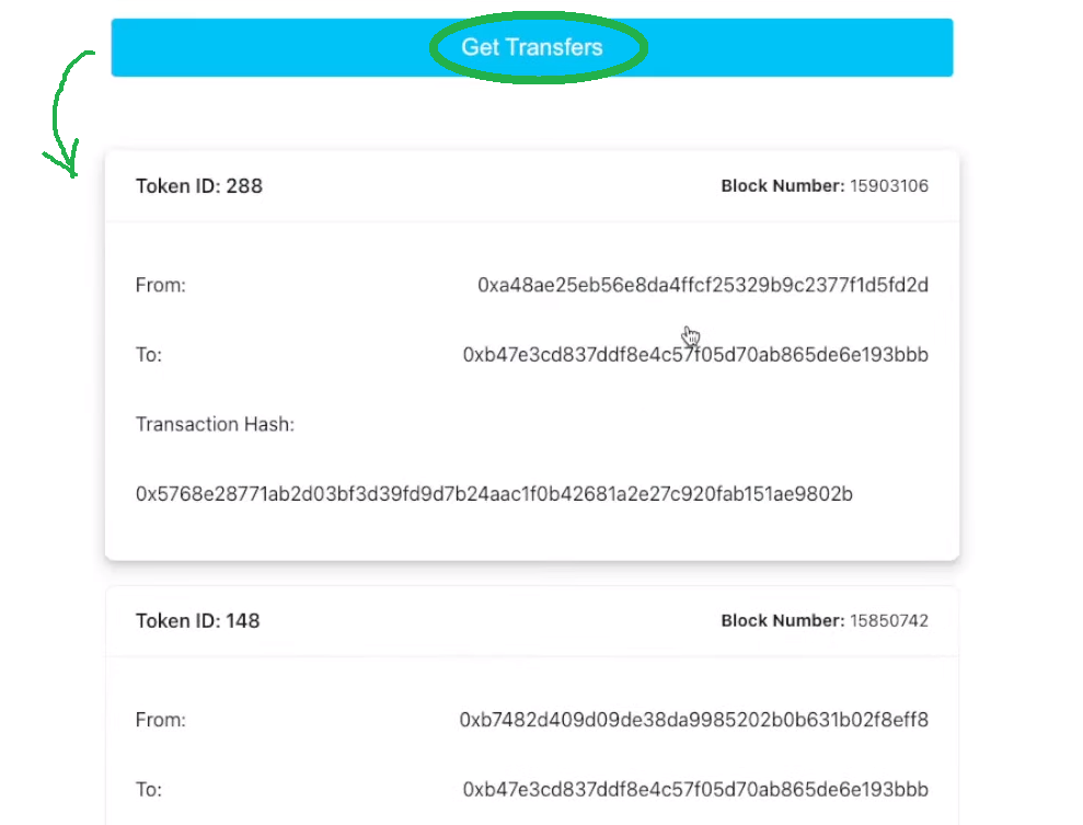 Example NFT transfers.