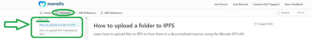 Moralis IPFS docs for Web3 storage.